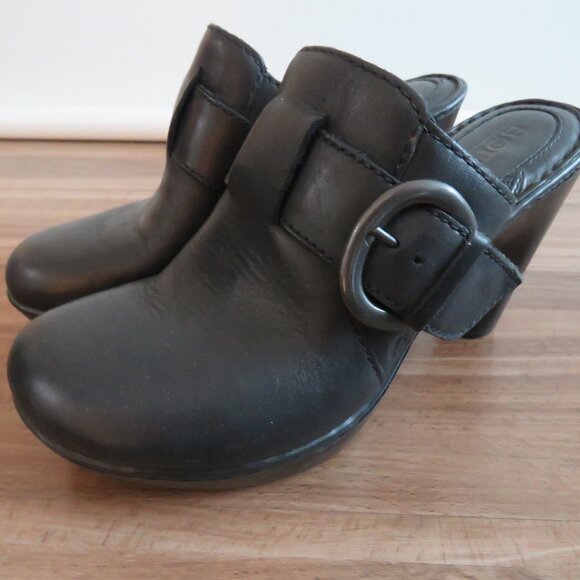BORN Holly Leather Platform Slip On Clog Mules Y2K Black Leather - Size US 7 - Picture 2 of 14